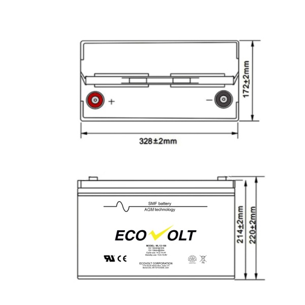 Аккумуляторная батарея ECOVOLT ML 12-100 от магазина «LiderTeh» — электротехническое оборудование